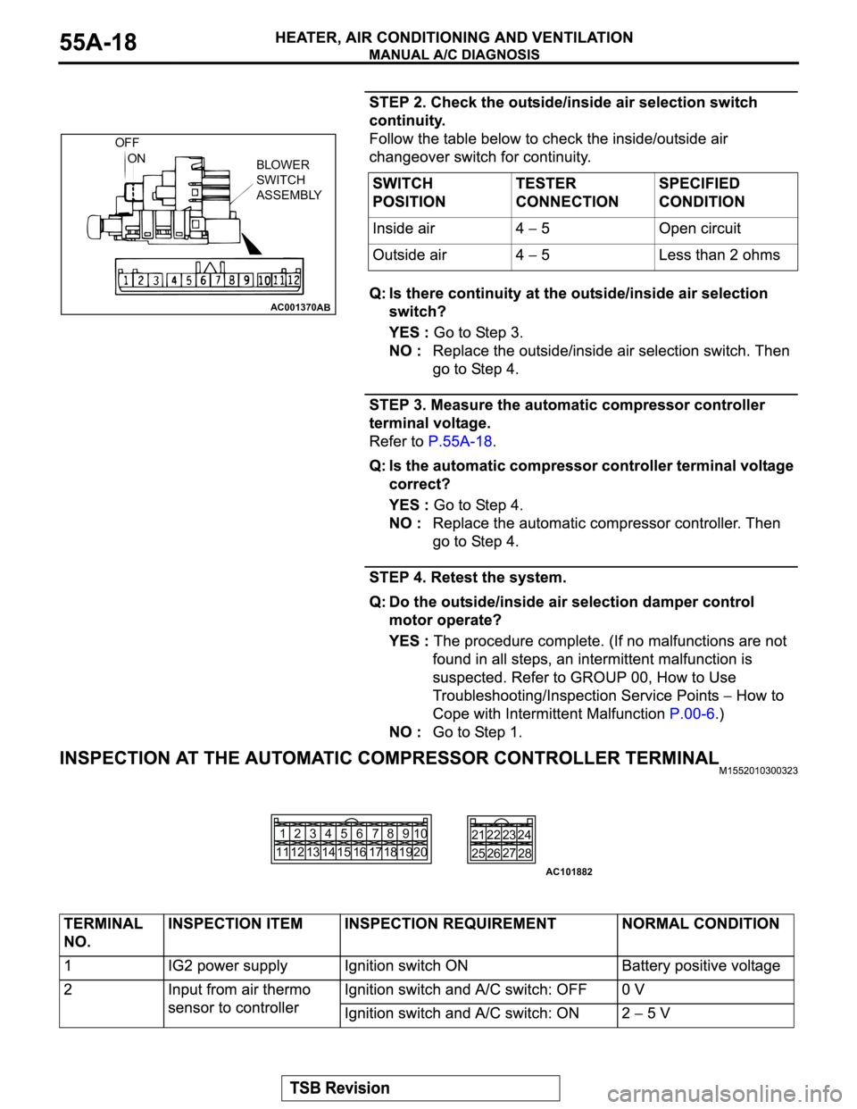 MITSUBISHI MONTERO 2003  Service Repair Manual AC001370
OFF
ON
BLOWER
SWITCH
ASSEMBLY
AB
28 27 23 24
26 25 21 22
1
112
123
134
145
156
167
178
189
1910
20
AC101882 