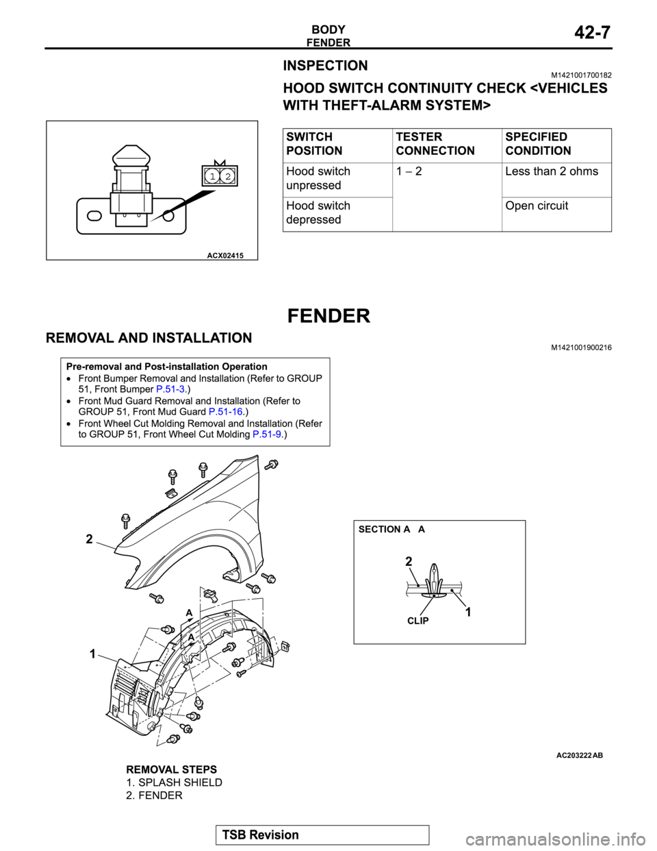MITSUBISHI MONTERO 2003  Service Repair Manual ACX02415
AC203222
CLIP1 2
1 2
AB
SECTION A   A
A
A 