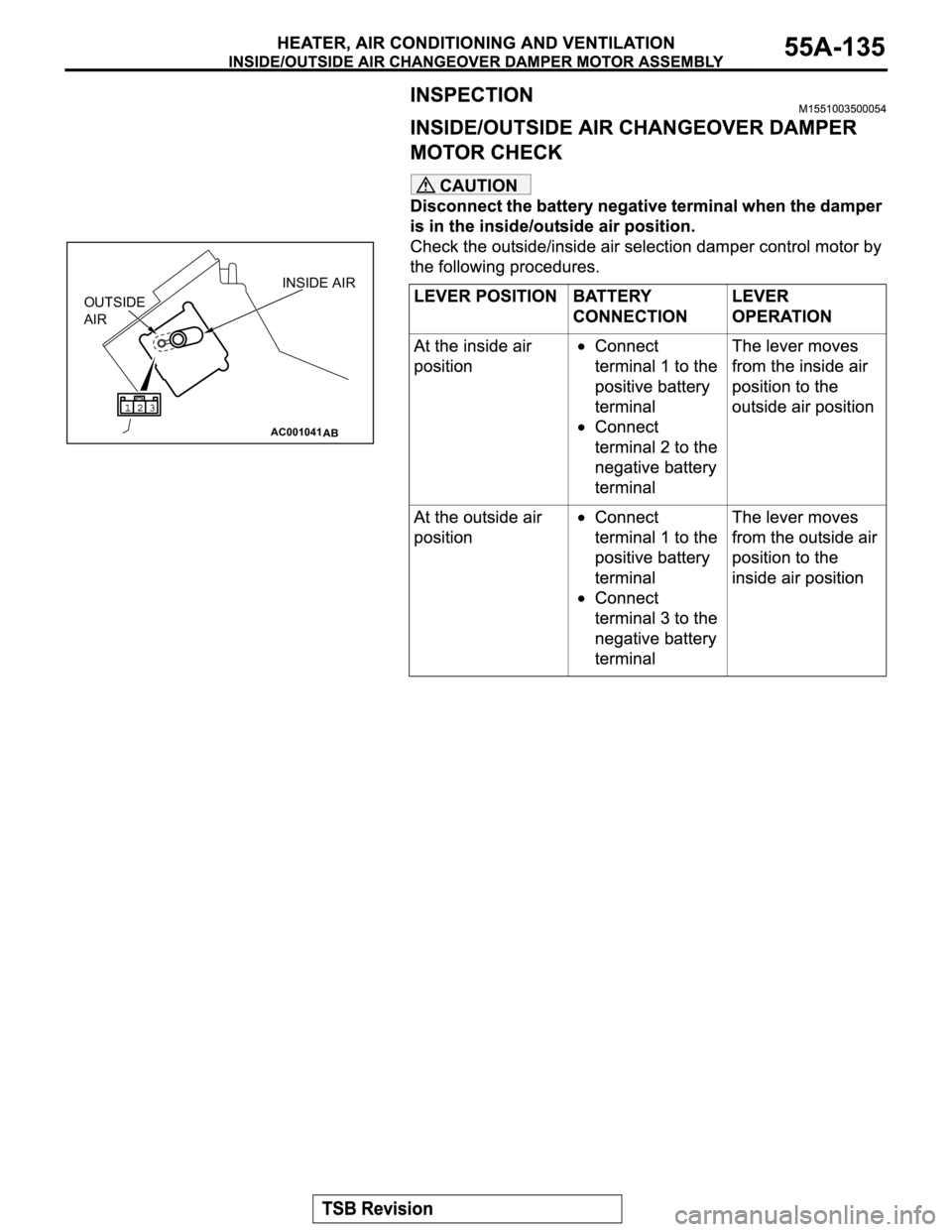 MITSUBISHI MONTERO 2003  Service Repair Manual CAUTION
AC001041
AB
OUTSIDE 
AIRINSIDE AIR 