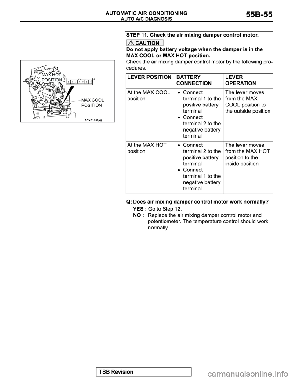 MITSUBISHI MONTERO 2003  Service Repair Manual CAUTION
ACX01456
MAX HOT
POSITION
MAX COOL
POSITION
AB 