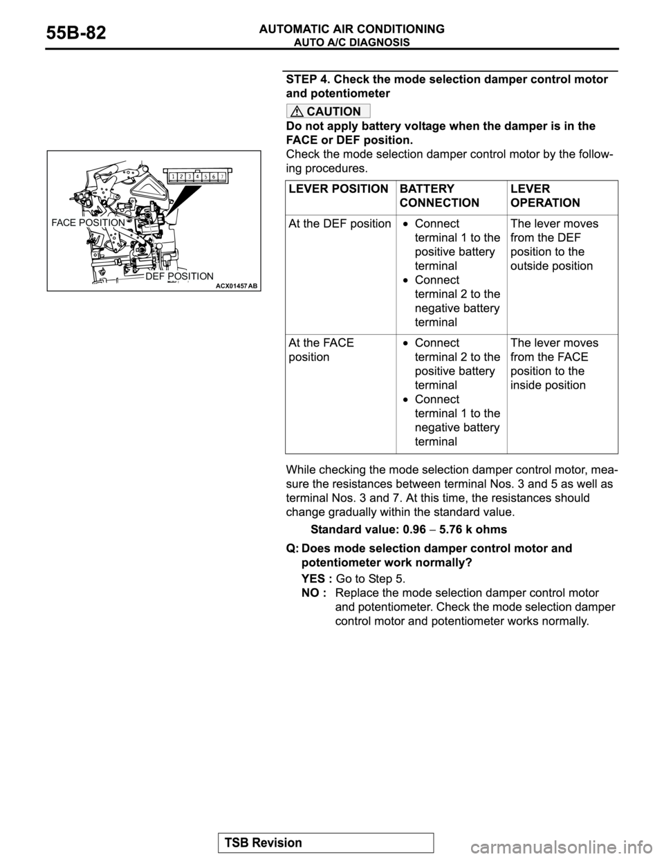 MITSUBISHI MONTERO 2003  Service Repair Manual CAUTION
ACX01457
FACE POSITION
DEF POSITIONAB 