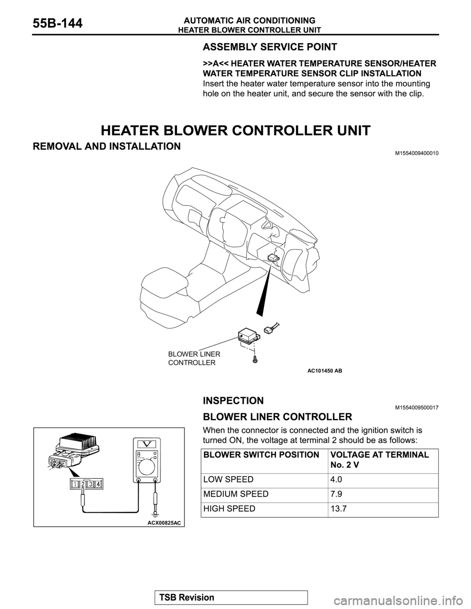 MITSUBISHI MONTERO 2003  Service Repair Manual AC101450
BLOWER LINER 
CONTROLLER
AB
ACX00825
AC 