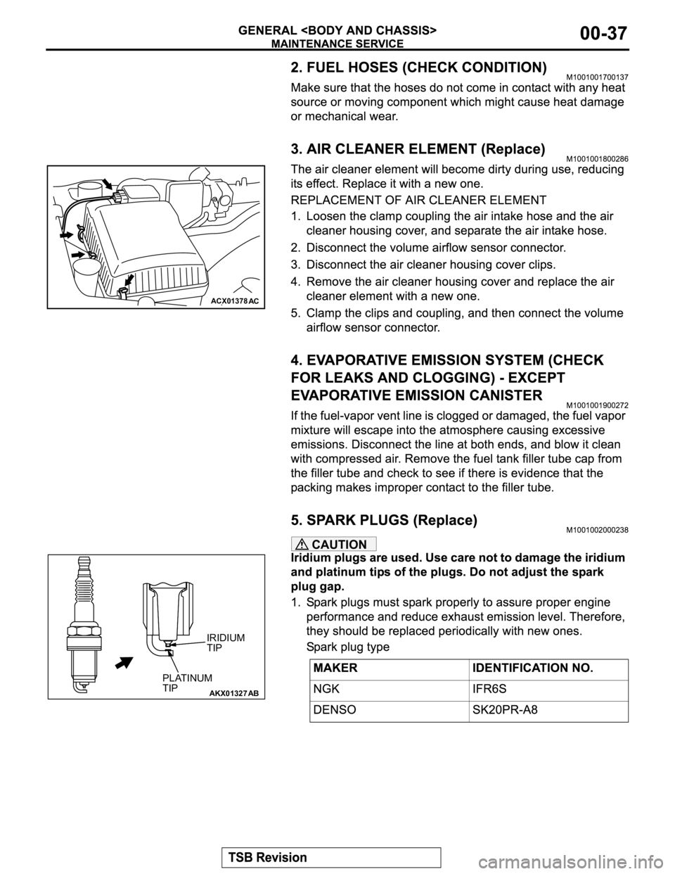 MITSUBISHI MONTERO 2003  Service Repair Manual CAUTION
ACX01378AC
AKX01327AB
IRIDIUM
TIP
PLATINUM
TIP 