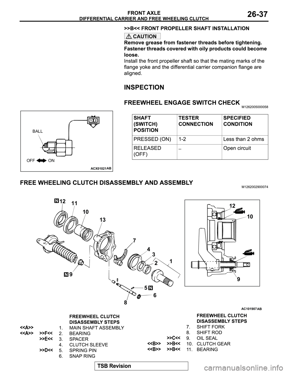 MITSUBISHI MONTERO 2003  Service Repair Manual CAUTION
ACX01021AB
OFF ON
1
2
BALL
AC101907AB
12
10
9 12
11
10
4 13
7
3
21
6 5
8 9 