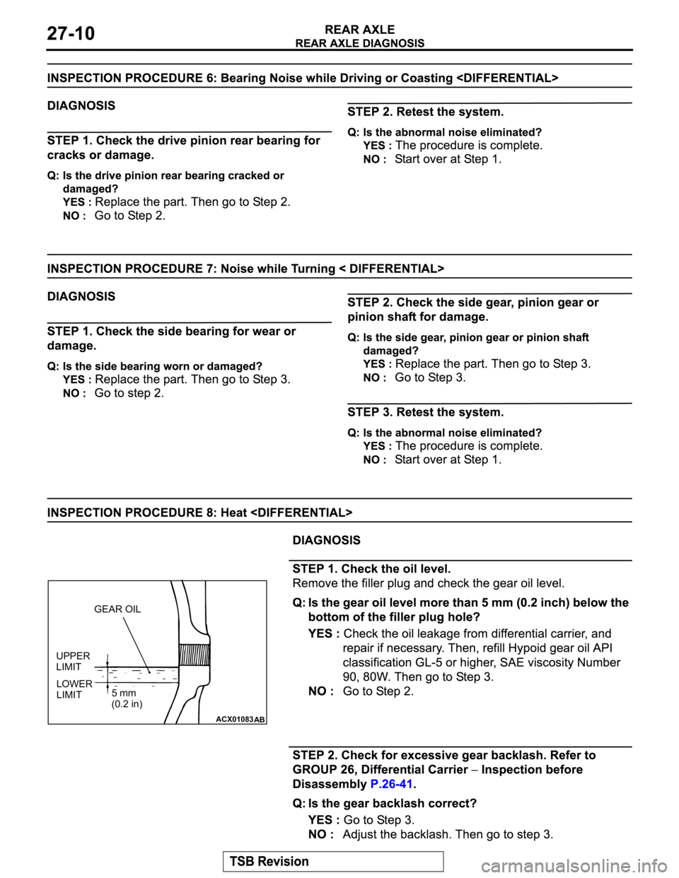 MITSUBISHI MONTERO 2003  Service Repair Manual ACX01083
AB
GEAR OIL
UPPER
LIMIT
LOWER
LIMIT5 mm
(0.2 in) 