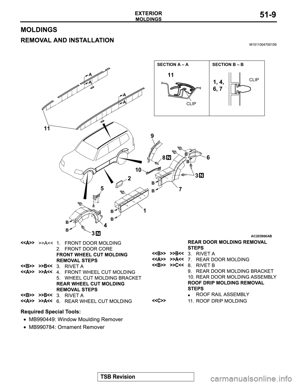 MITSUBISHI MONTERO 2003  Service Repair Manual AC203966
11
1, 4,
6, 7
SECTION A – A SECTION B – B
CLIPCLIP
N
N
N
A
A
A
B
BB
BBB B
B A
16
AB
73 9 11
108
2
4
35 