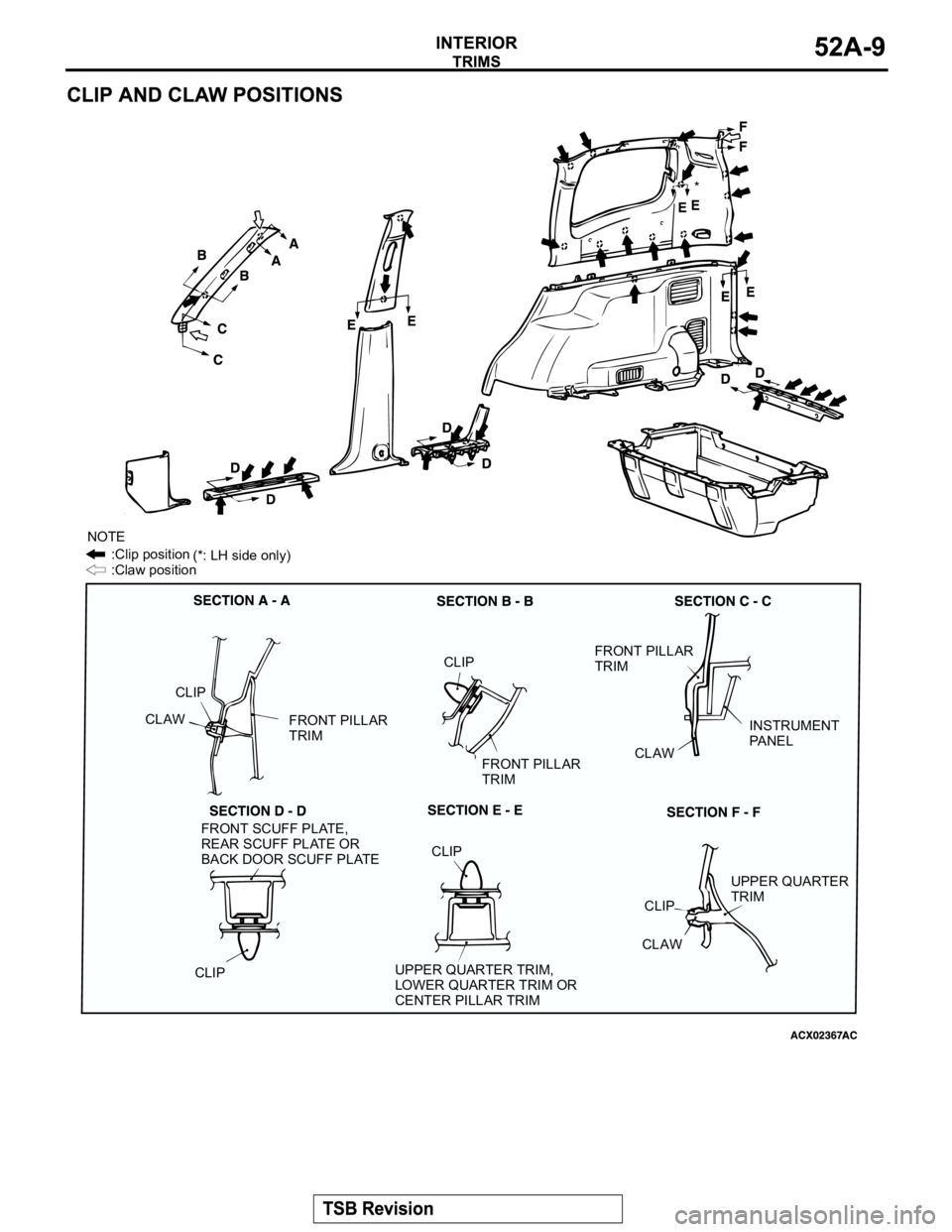 MITSUBISHI MONTERO 2004  Service Repair Manual CLIPCLIP
CLAW
CL AW
CLAW FRONT PILLAR
TRIM
FRONT PILLAR
TRIMFRONT PILLAR
TRIM
INSTRUMENT
PA N E L
FRONT SCUFF PLATE,
REAR SCUFF PLATE OR
BACK DOOR SCUFF PLATE
CLIPCLIP
CLIP
UPPER QUARTER TRIM, 
LOWER 