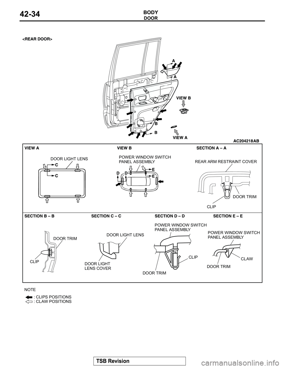 MITSUBISHI MONTERO 2004  Service Repair Manual DOOR LIGHT LENSPOWER WINDOW SWITCH 
PANEL ASSEMBLYREAR ARM RESTRAINT COVER
CLIPDOOR TRIM
CLIPDOOR TRIMDOOR LIGHT 
LENS COVER
DOOR LIGHT LENS
DOOR TRIM
CLIP
POWER WINDOW SWITCH 
PA N E L   A S S E M B 