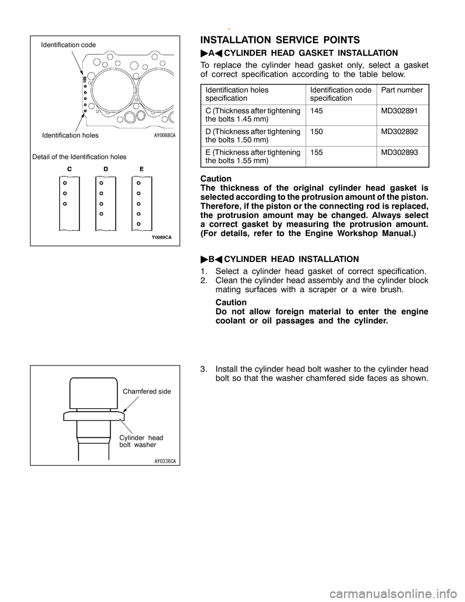 MITSUBISHI MONTERO 2000  Service Repair Manual I
d entif ic a tio n co de
s p ecif ic a tio n P
art n um ber C
(T hic kn ess afte rtig hte nin g
t h e bolt s 1.4 5 m m) 1
45 M
D302891 D
(T hic kn ess afte rtig hte nin g
t h e bolt s 1.5 0 m m) 1
5