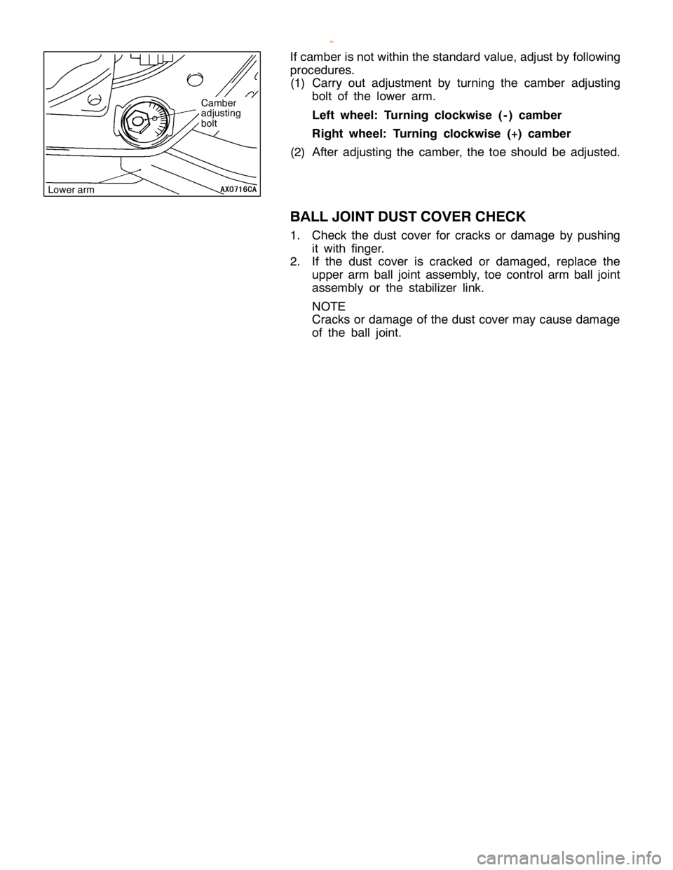 MITSUBISHI MONTERO 2000  Service Repair Manual C
am ber
a dju stin g
b olt  