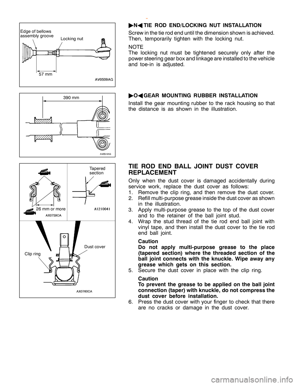 MITSUBISHI MONTERO 2000  Service Repair Manual L
ockin g nut 5
7 mm 3
90 mm T
a pere d
s e ctio n 2
6 mm or m ore C
lip rin g D
ust co ve r     