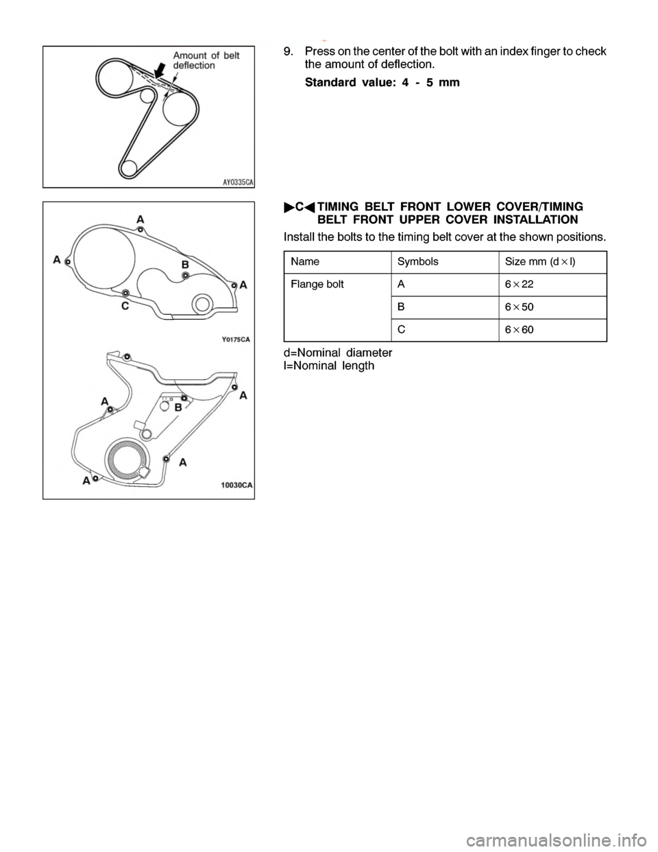 MITSUBISHI MONTERO 2000  Service Repair Manual S
ym bols S
iz e m m (d × l) F
la nge bolt A 6
× 22 B 6
× 50 C 6
× 60 B
A
A
A
B
C w
ww.W ork sh opM an uals .c o .u k
P urc h ased  f r o m  w ww.W ork sh opM an uals .c o .u k 