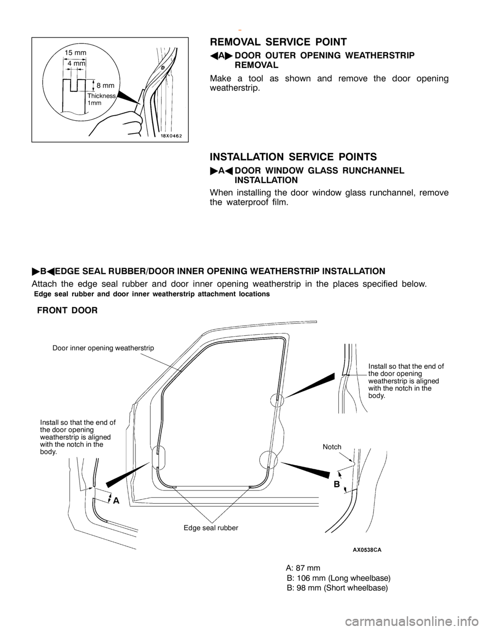 MITSUBISHI MONTERO 2000  Service Repair Manual D
oor in ner openin g weath ers tr ip E
dge se alru bber N
otc h   