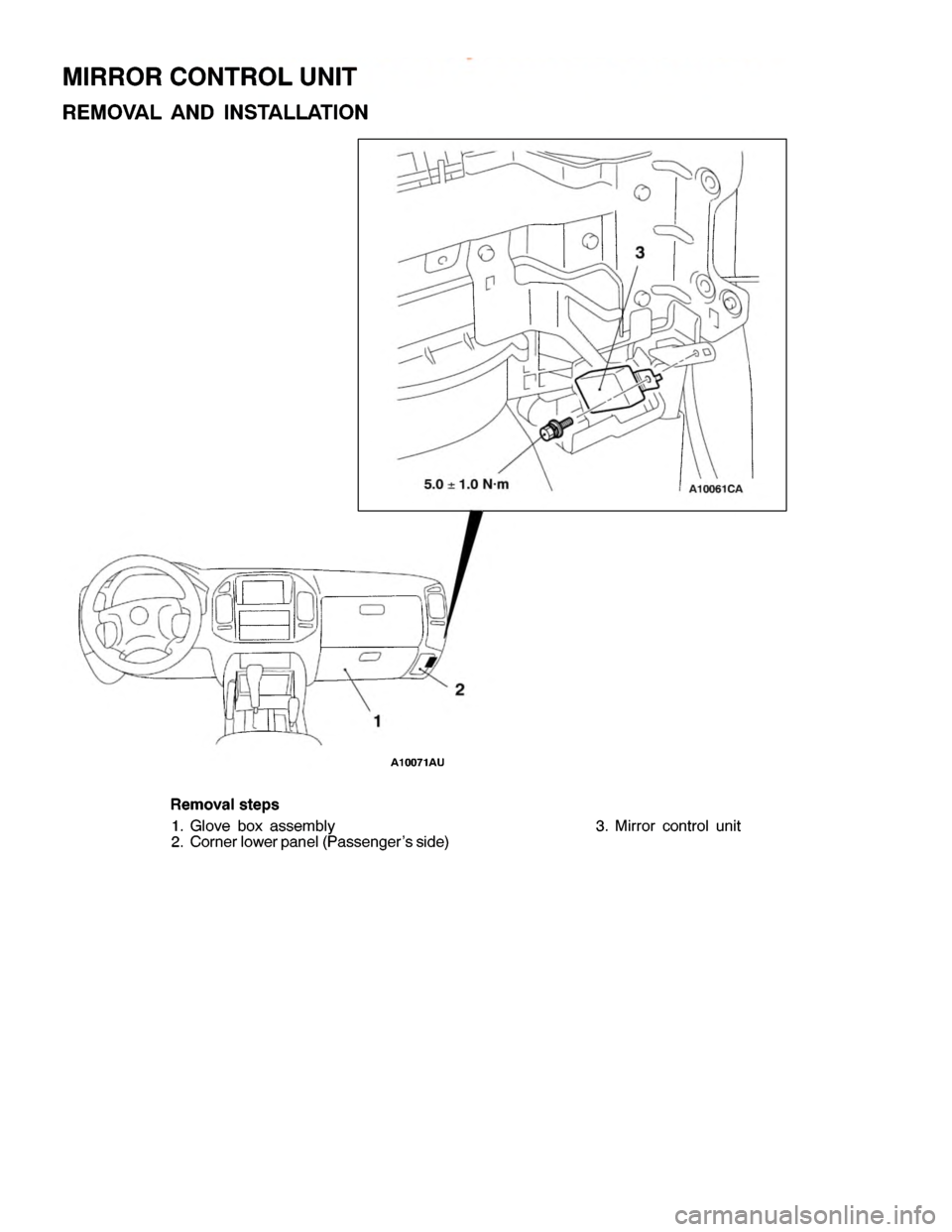 MITSUBISHI MONTERO 2000  Service Repair Manual M
IR RO R CO NTR O L UNIT
R EM OVA L AND IN STA LLA TIO N 