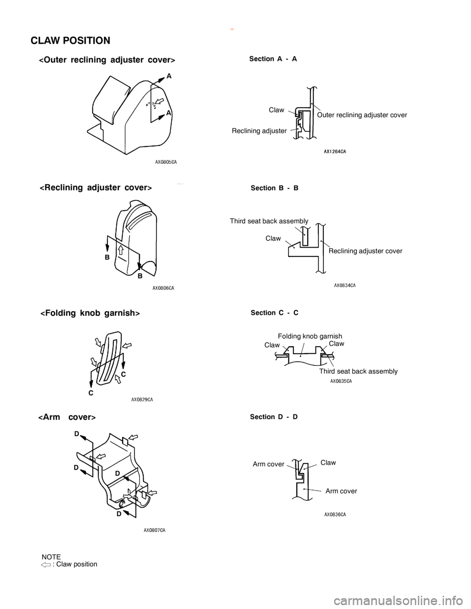 MITSUBISHI MONTERO 2000  Service Repair Manual C
la w
C la w
C la w C
la w
C la w
R
eclin in g adju ste r O
ute r re clin in g adju ste r co ve r
R eclin in g adju ste r co ve r
T
hir d se atb ack asse m bly
Thir d se atb ack asse m bly
F
old in g
