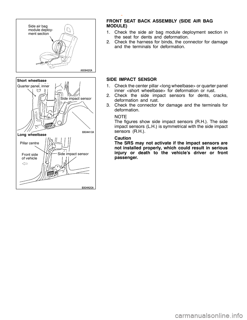 MITSUBISHI MONTERO 2000  Service Repair Manual P
illa r ce ntr e S
id e im pact se nso r L
ong wheelb ase Q
uarte r panel, in ner F
ro nt sid e
o fve hic le    