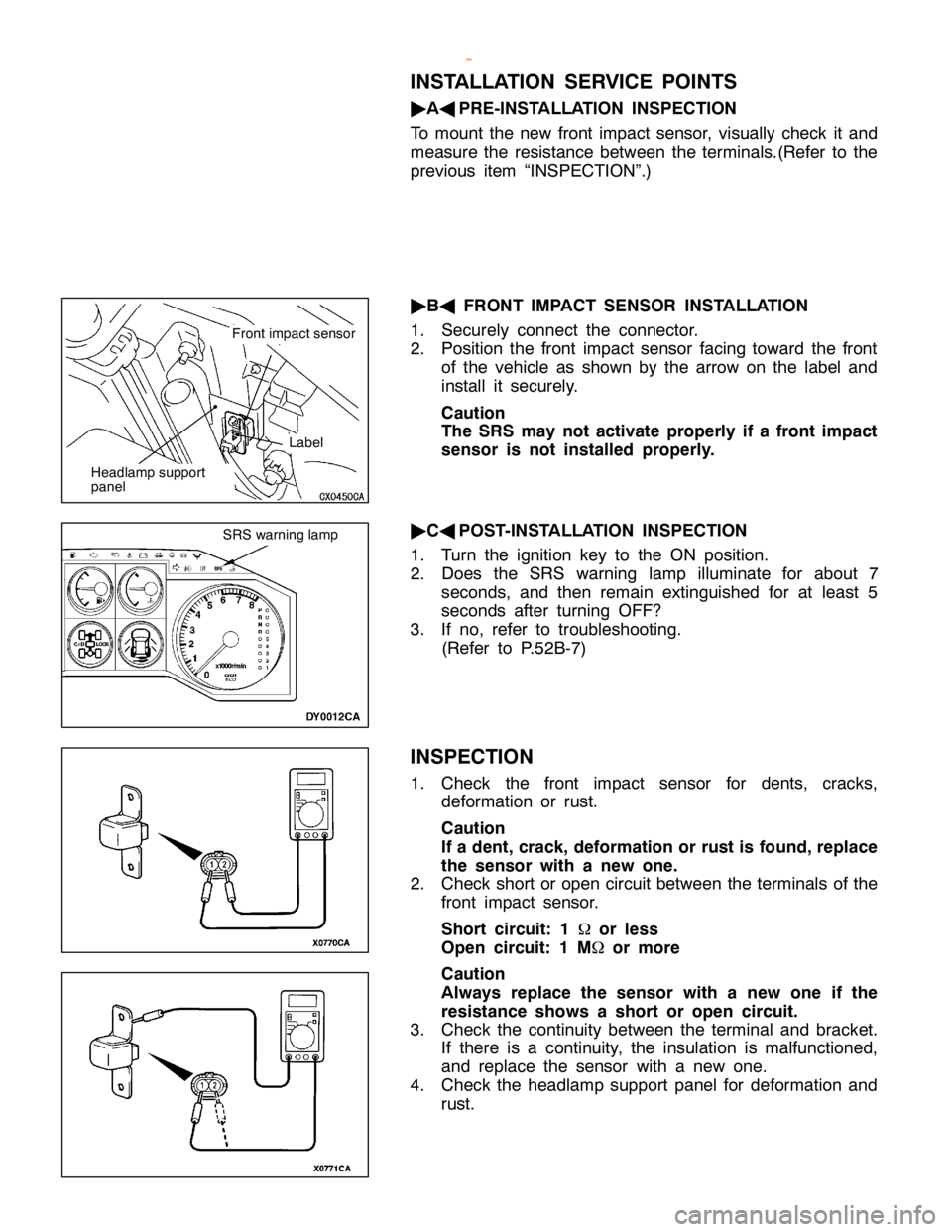 MITSUBISHI MONTERO 2000  Service Repair Manual F
ro nt im pact se nso r L
abel S
R S warn in g la m p     