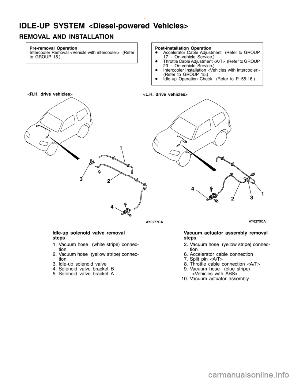 MITSUBISHI MONTERO 2000  Service Repair Manual I
D LE -U P SYSTE M <D ie sel- p ow ere d Veh ic le s>
R EM OVA L AND IN STA LLA TIO N  