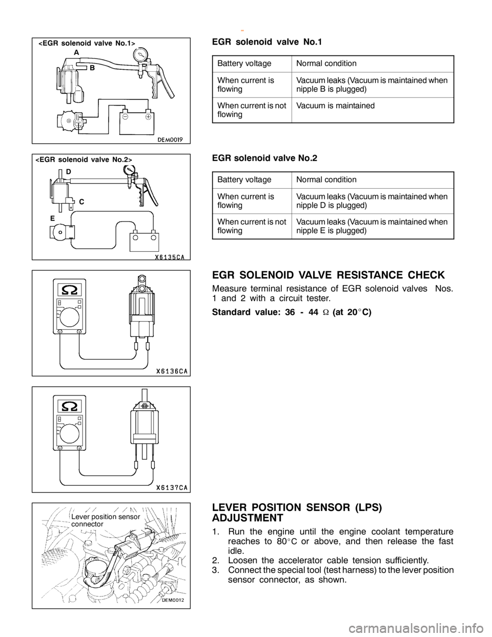MITSUBISHI MONTERO 2000  Service Repair Manual N
orm alco ndit io n W
hen cu rre ntis
f lo w in g V
acu um le aks (V acu um is m ain ta in ed when
n ip ple B is plu gged) W
hen cu rre ntis not
f lo w in g V
acu um is m ain ta in ed N
orm alco ndit