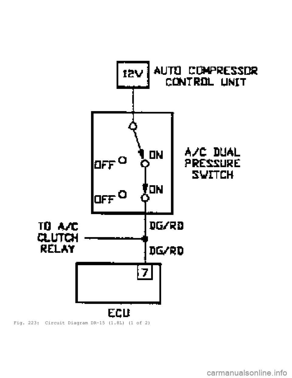 MITSUBISHI MONTERO 1991  Service Manual Fig. 223:  Circuit Diagram DR-15 (1.8L) (1 of 2)                                        