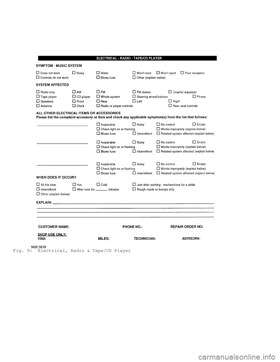 MITSUBISHI MONTERO 1991  Service Manual Fig. 9:  Electrical, Radio & Tape/CD Player                         