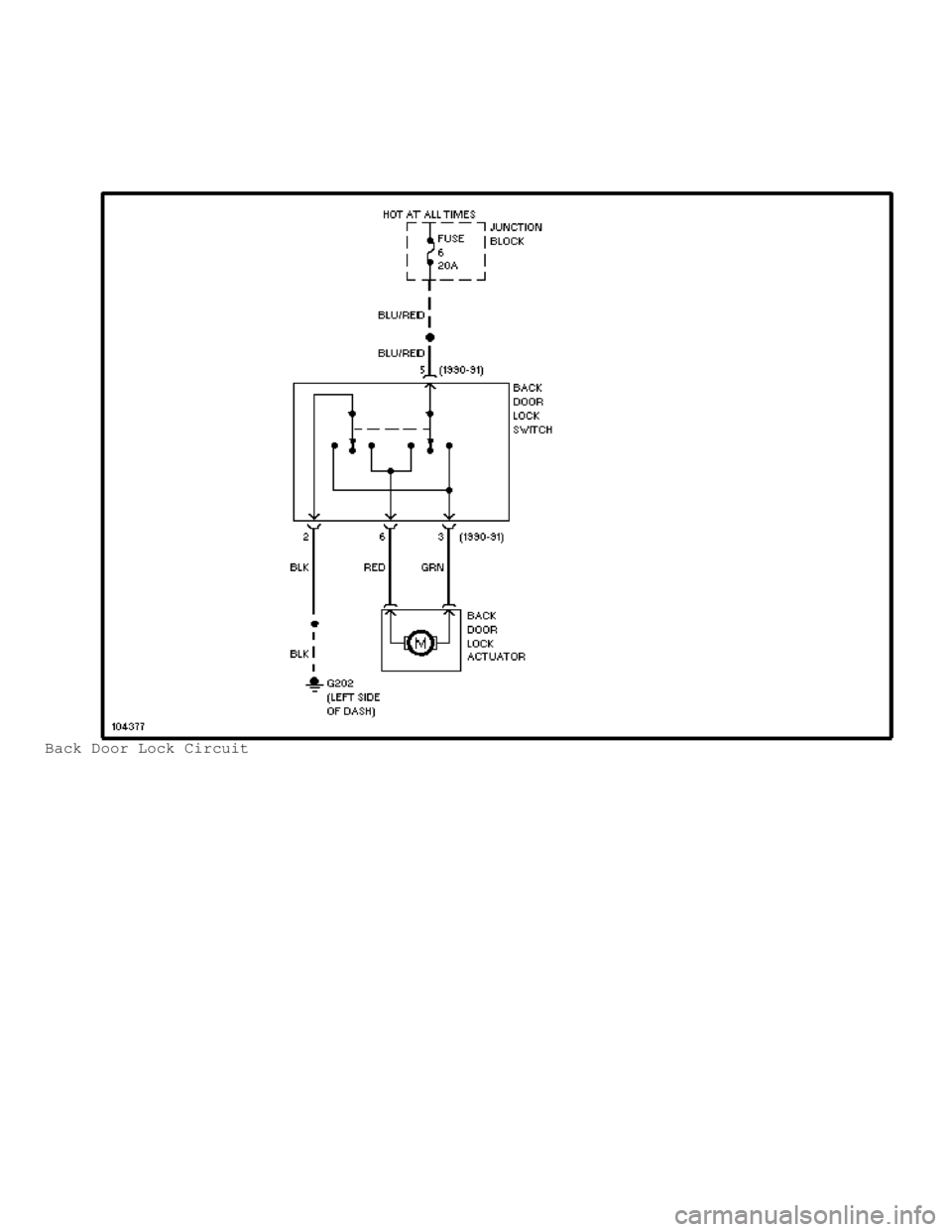 MITSUBISHI MONTERO 1991  Service Manual Back Door Lock Circuit                          