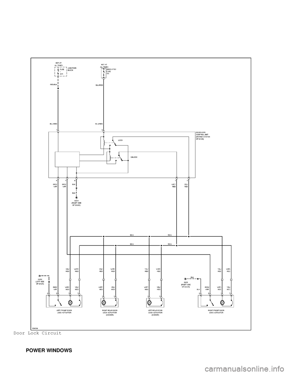 MITSUBISHI MONTERO 1991  Service Manual Door Lock Circuit
         POWER WINDOWS                                      