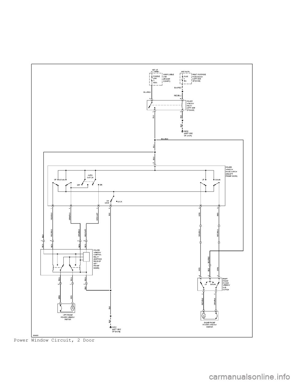 MITSUBISHI MONTERO 1991  Service Manual Power Window Circuit, 2 Door                                     
