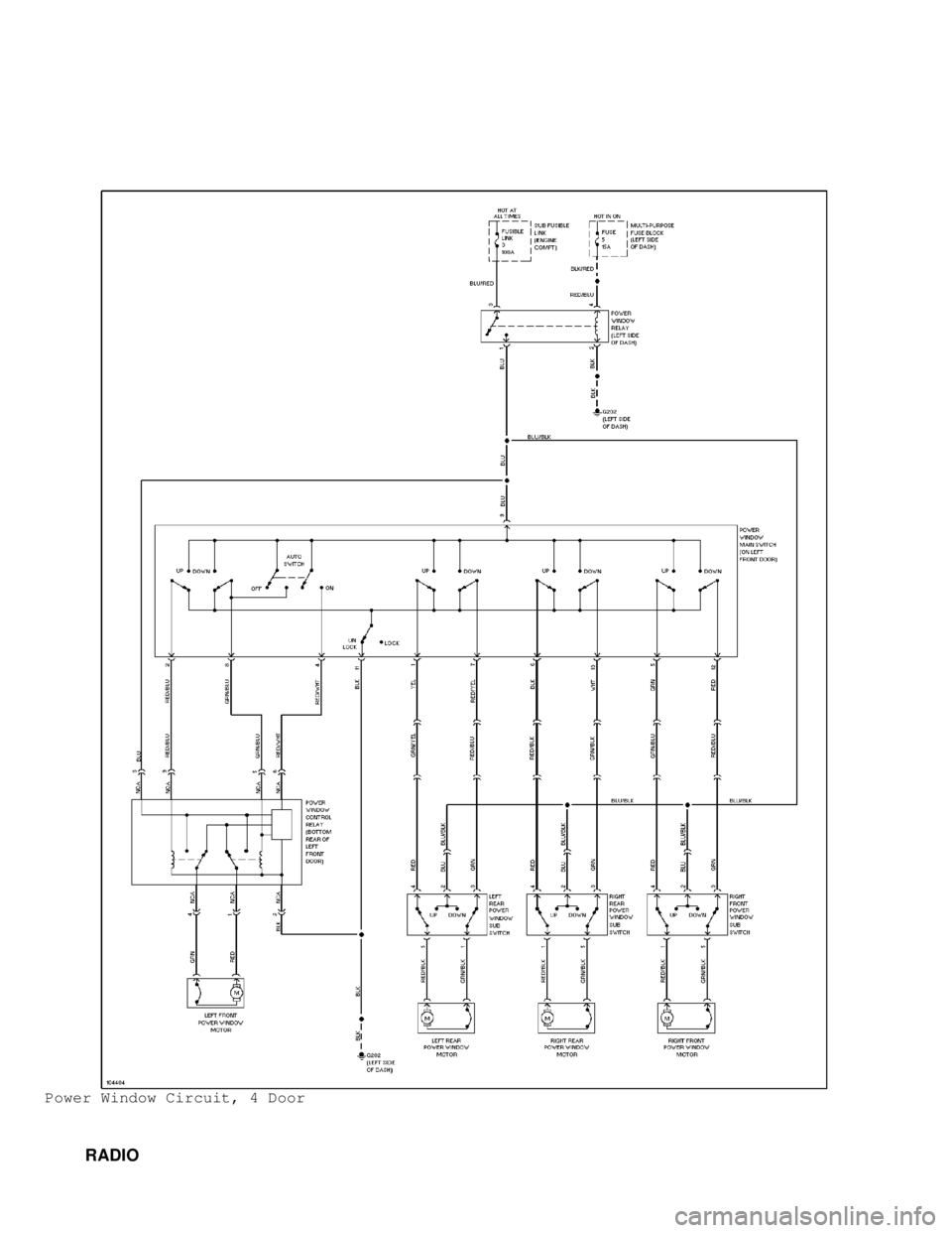 MITSUBISHI MONTERO 1991  Service Manual Power Window Circuit, 4 Door
         RADIO                                      