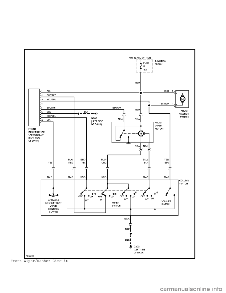 MITSUBISHI MONTERO 1991  Service Manual Front Wiper/Washer Circuit                                      