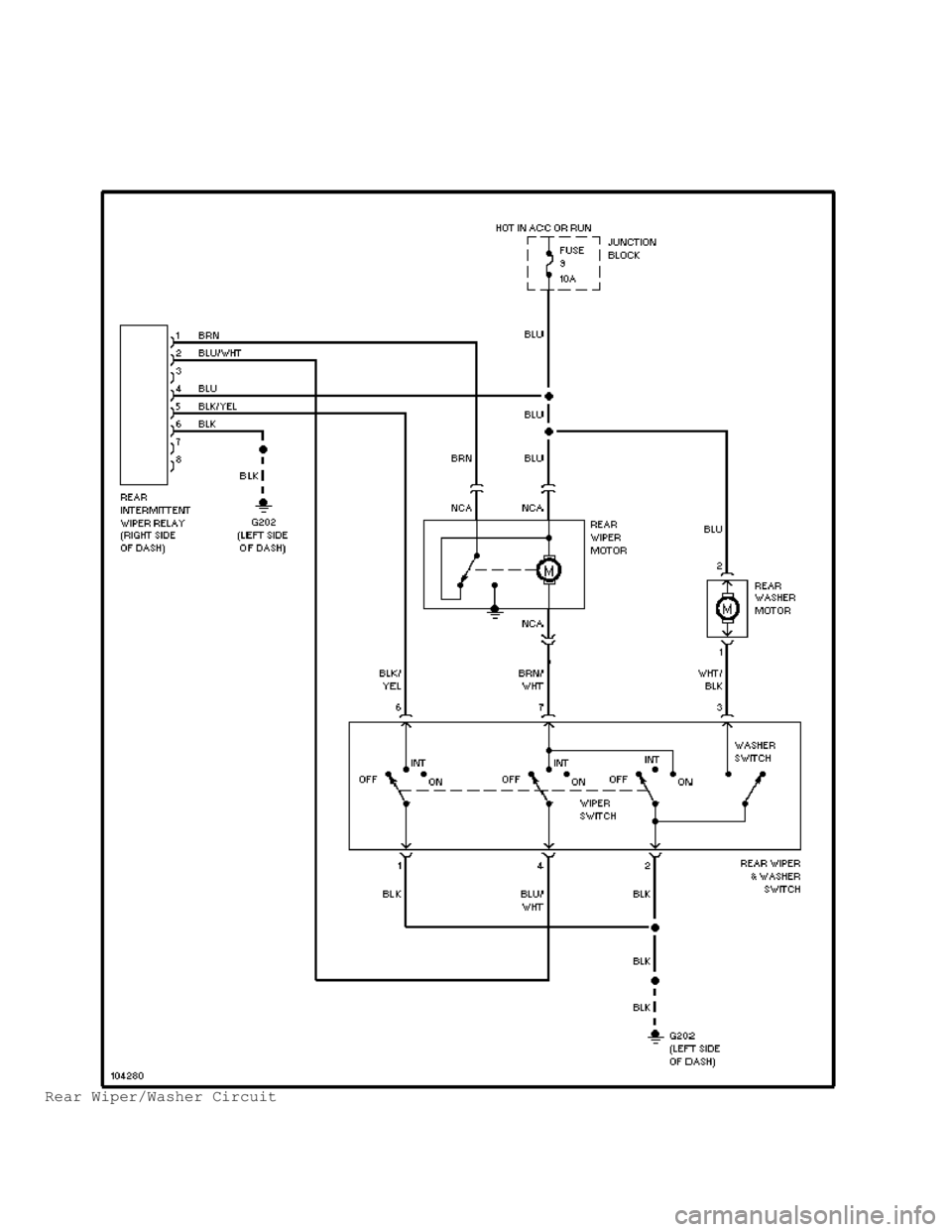 MITSUBISHI MONTERO 1991  Service Manual Rear Wiper/Washer Circuit                                       