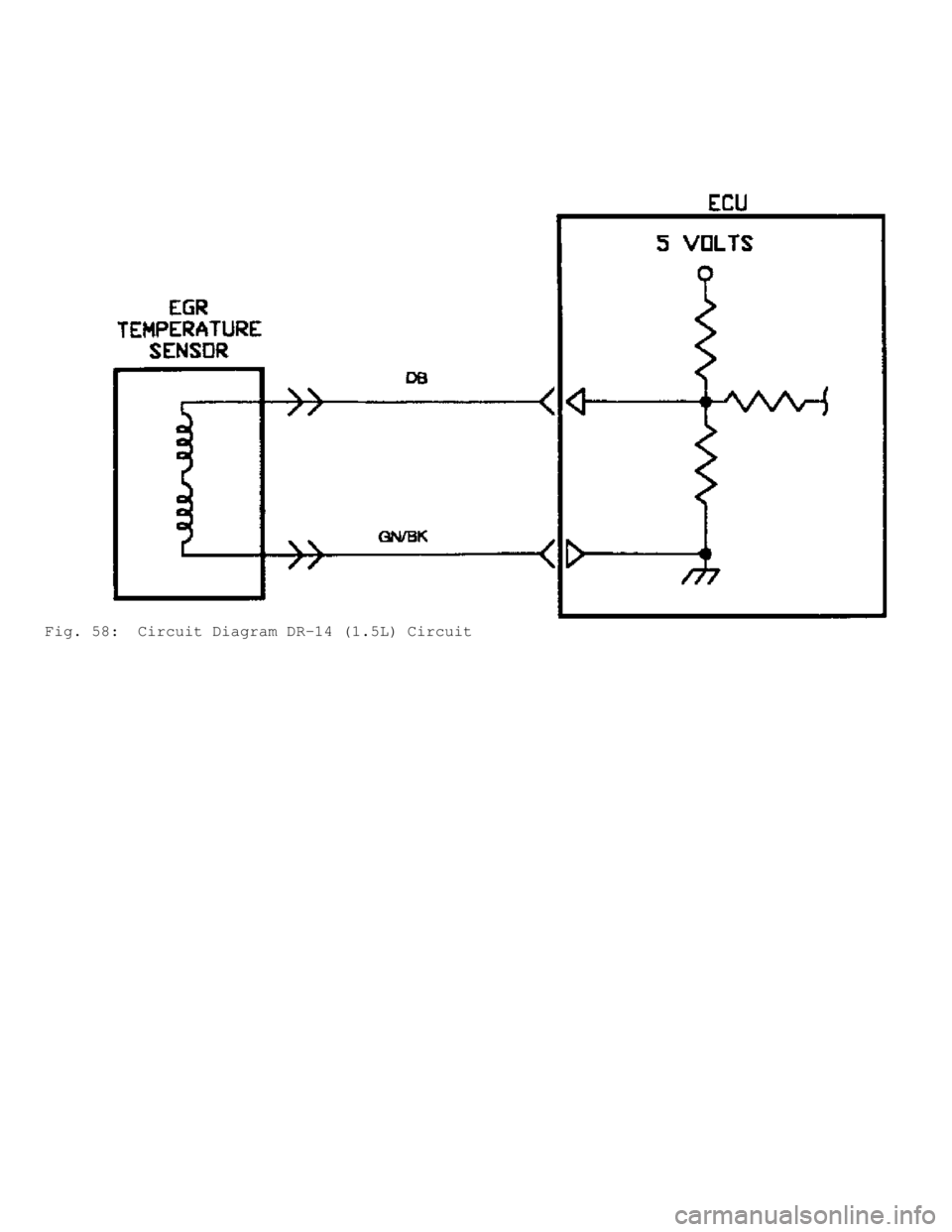 MITSUBISHI MONTERO 1991  Service Manual Fig. 58:  Circuit Diagram DR-14 (1.5L) Circuit                     