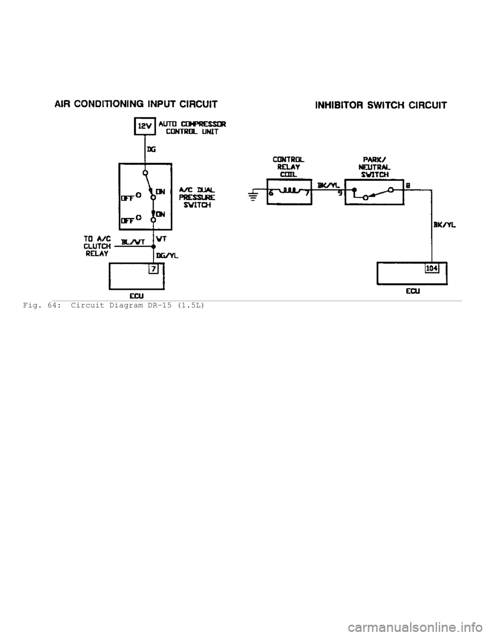MITSUBISHI MONTERO 1991  Service Manual Fig. 64:  Circuit Diagram DR-15 (1.5L)                   