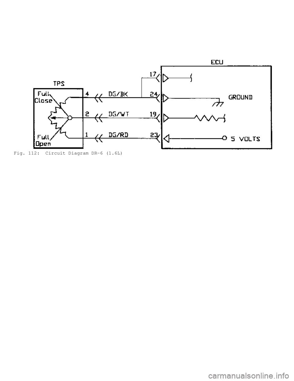 MITSUBISHI MONTERO 1991  Service Manual Fig. 112:  Circuit Diagram DR-6 (1.6L)               