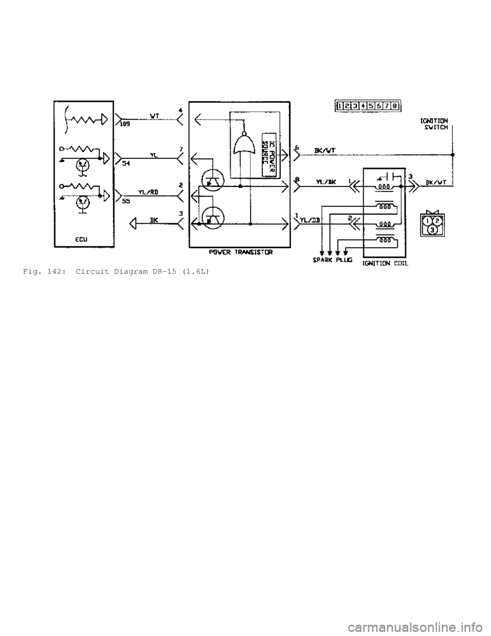 MITSUBISHI MONTERO 1991  Service Manual Fig. 142:  Circuit Diagram DR-15 (1.6L)                