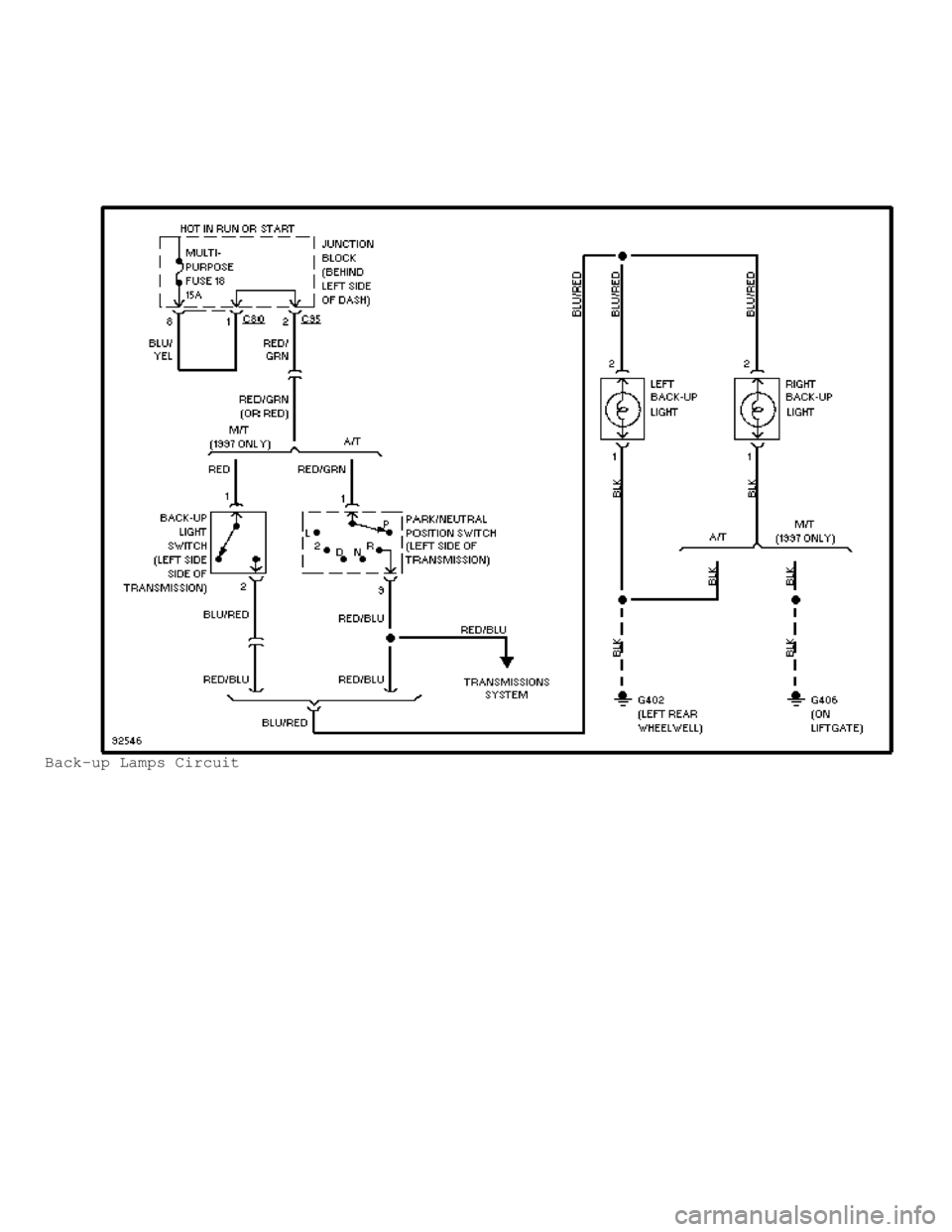 MITSUBISHI MONTERO 1998  Service Manual Back-up Lamps Circuit                          