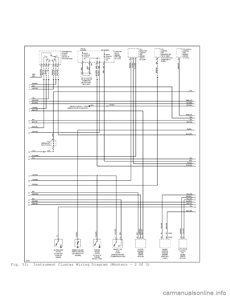 MITSUBISHI MONTERO 1998  Service Manual Fig. 53:  Instrument Cluster Wiring Diagram (Montero - 2 Of 3)                                      
