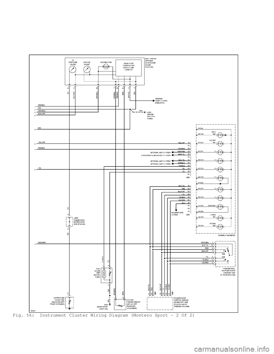 MITSUBISHI MONTERO 1998  Service Manual Fig. 56:  Instrument Cluster Wiring Diagram (Montero Sport - 2 Of 2)                                      