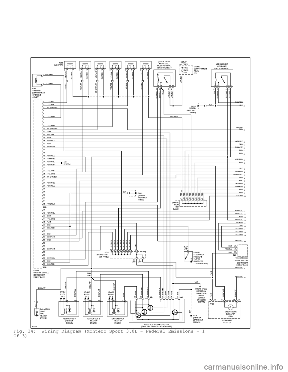 MITSUBISHI MONTERO 1998  Service Manual Fig. 34:  Wiring Diagram (Montero Sport 3.0L - Federal Emissions - 1
Of 3)                                      