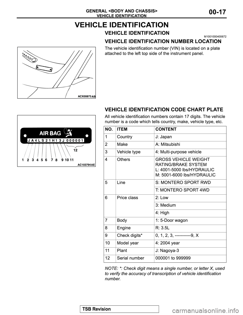 MITSUBISHI MONTERO SPORT 2004  Service Repair Manual 