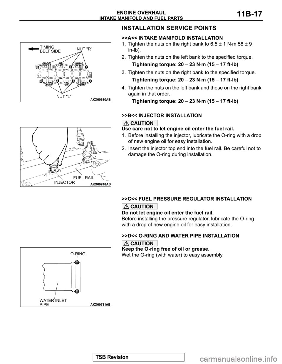 MITSUBISHI MONTERO SPORT 2004  Service Repair Manual TIMING
BELT SIDENUT "R"
NUT "L"
FUEL RAIL
INJECTOR
O-RING
WATER INLET 
PIPE 