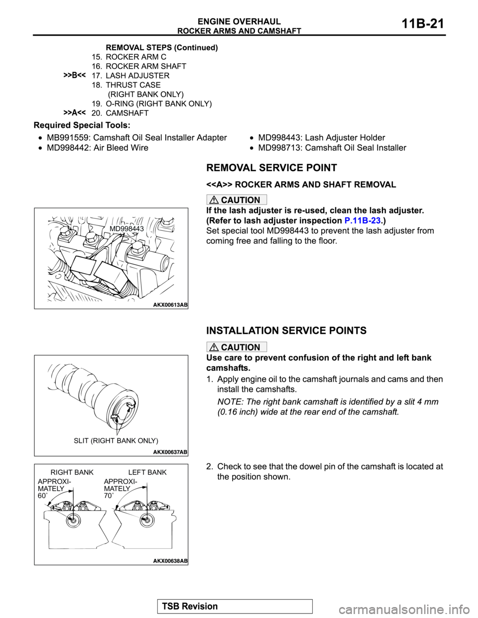 MITSUBISHI MONTERO SPORT 2004  Service Repair Manual MD998443
SLIT (RIGHT BANK ONLY)
APPROXI-
MATELY
60˚RIGHT BANK LEFT BANK
APPROXI-
MATELY
70˚ 