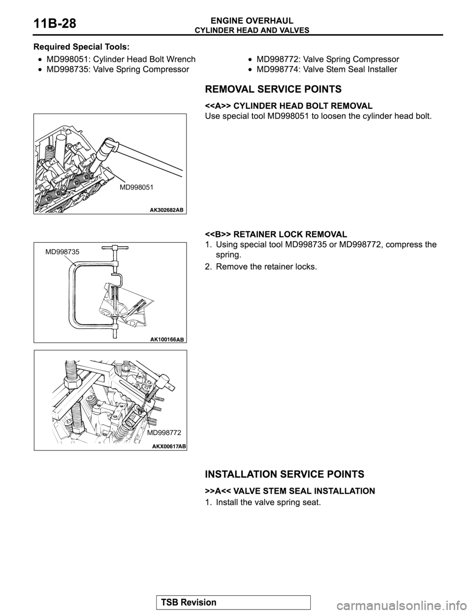 MITSUBISHI MONTERO SPORT 2004  Service Repair Manual MD998051
MD998735
MD998772 