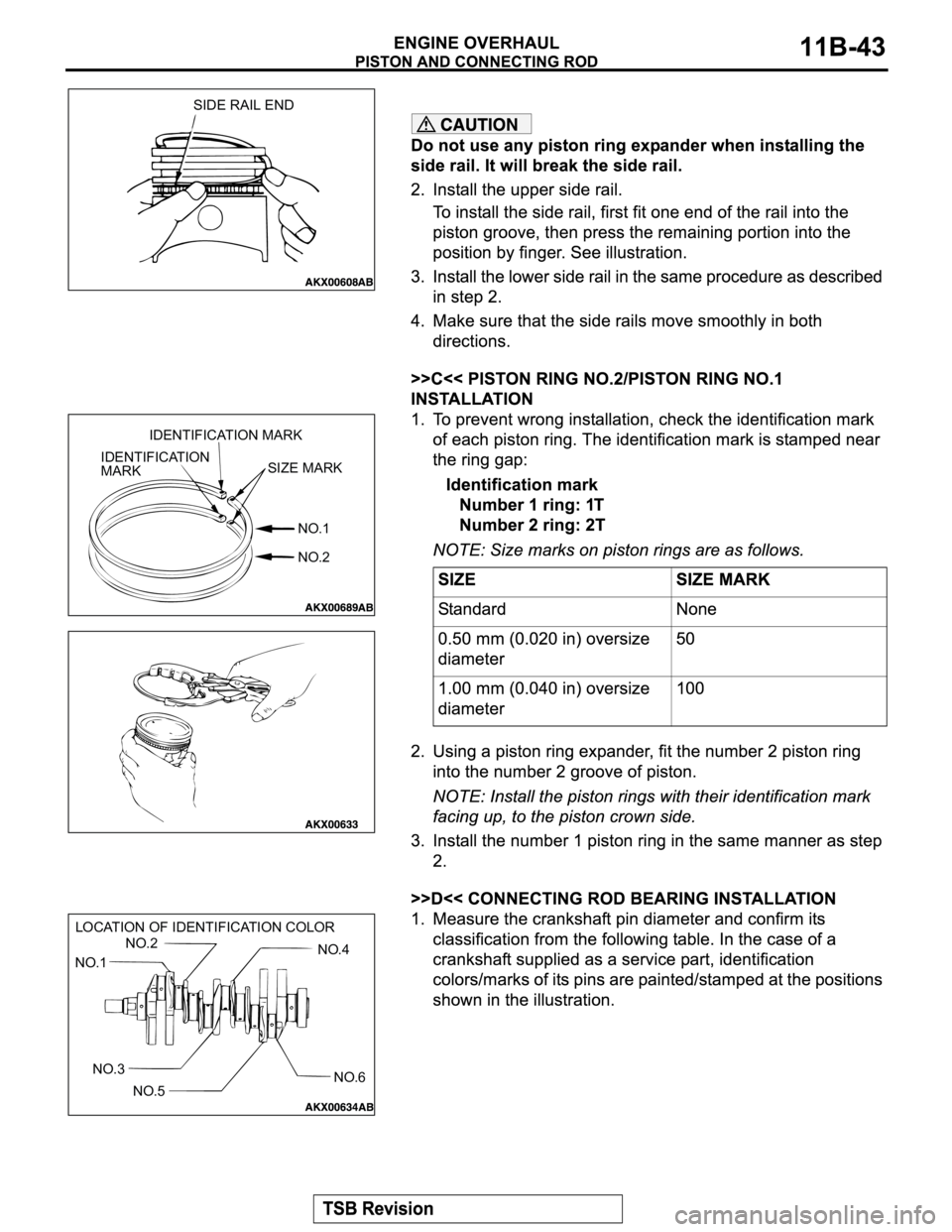 MITSUBISHI MONTERO SPORT 2004  Service Repair Manual SIDE RAIL END
NO.1
NO.2 IDENTIFICATION 
MARKSIZE MARK IDENTIFICATION MARK
NO.5 LOCATION OF IDENTIFICATION COLOR
NO.2
NO.4
NO.1
NO.3
NO.6 