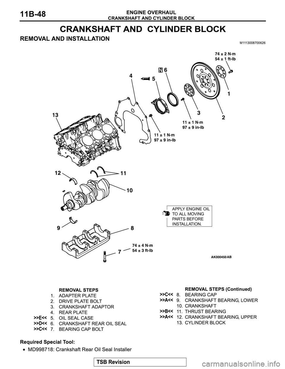 MITSUBISHI MONTERO SPORT 2004  Service Repair Manual APPLY ENGINE OIL
TO ALL MOVING
PARTS BEFORE
INSTALLATION. 