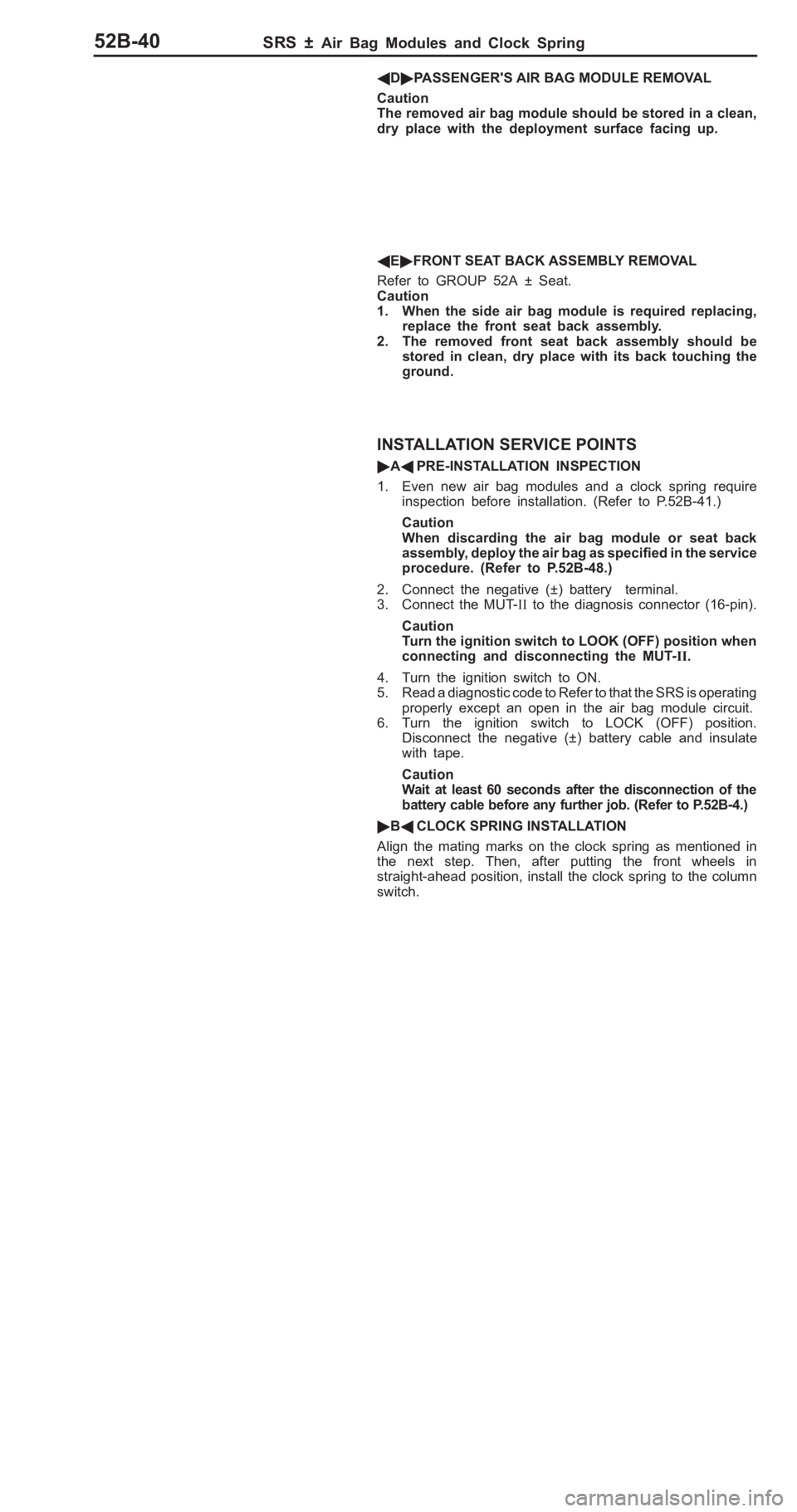 MITSUBISHI PAJERO PININ 2000  Workshop Manual 