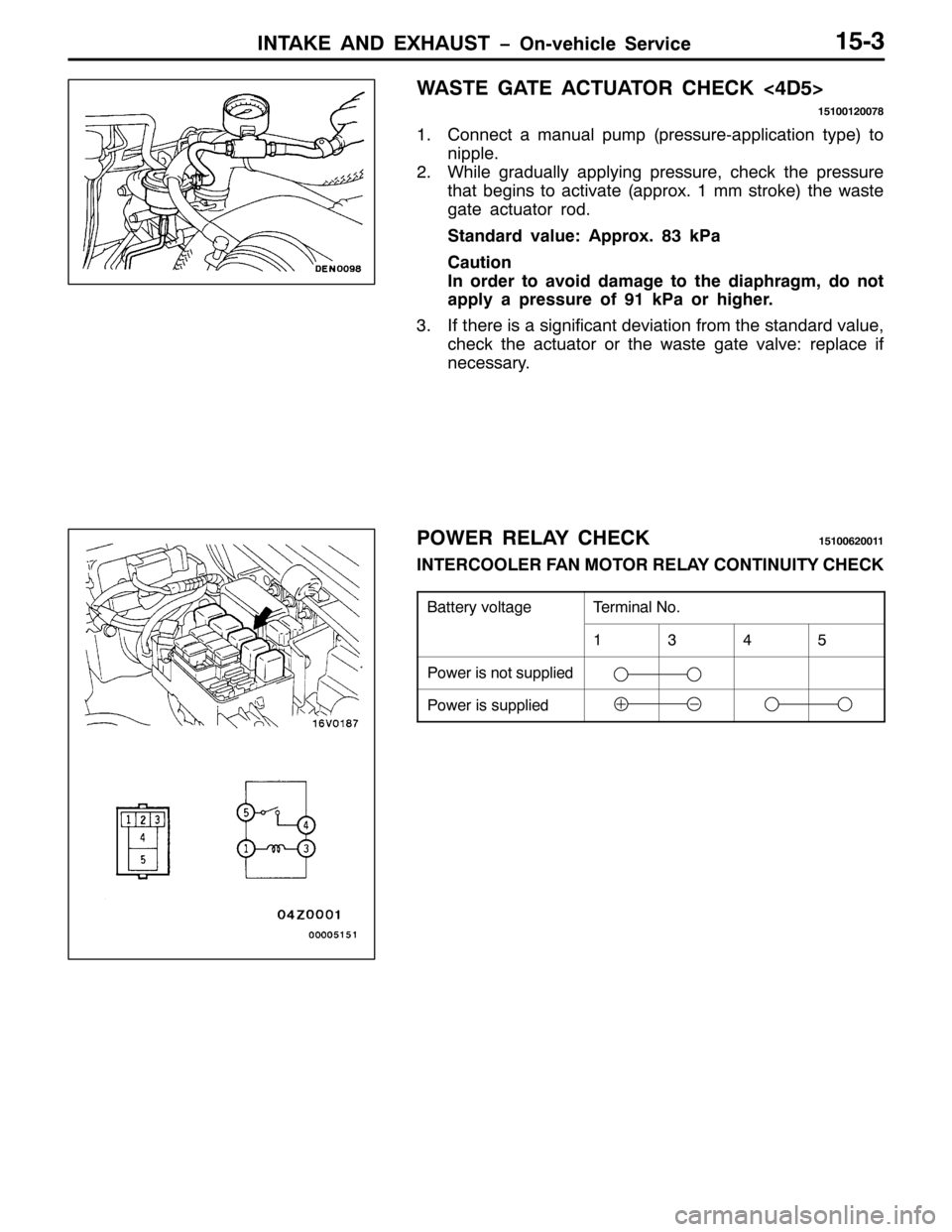 MITSUBISHI PAJERO SPORT 1998  Workshop Manual ,17$.( $1 (;+$867 ï2Q0YHKLFOH 6HUYLFH4806
:$67( *$7( $&78$725 &+(&.?78!
484334533:;
41&RQQHFW D PDQXDO SXPS+SUHVVXUH0DSSOLFDWLRQ W\SH,WR
QLSSOH1
51:KLOH JUDGXDOO\ DSSO\LQJ SUHVVXUH/FKHFN WKH SUHVVX