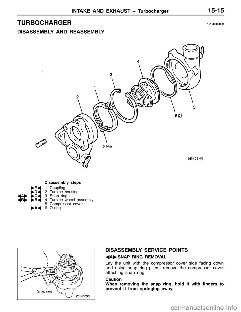 MITSUBISHI PAJERO SPORT 1998  Workshop Manual ,17$.( $1 (;+$867 ï7XUERFKDUJHU48048
785%2&+$5*(54843393336<
,6$66(0%/< $1 5($66(0%/<
5
81P
98 7
6
4
LVDVVHPEO\ VWHSV
ò
(*41&RXSOLQJ
ò
*517XUELQH KRXVLQJ
*
$òò
&*616QDS ULQJ
*
%òò
%*717XUE
