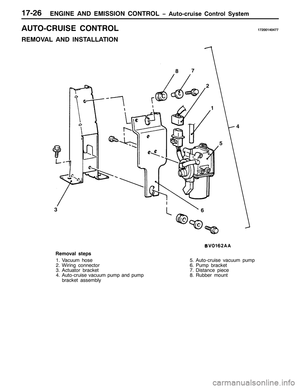 MITSUBISHI PAJERO SPORT 1998  Workshop Manual (1*,1( $1 (0,66,21 &21752/ ï$XWR0FUXLVH &RQWURO 6\VWHP4:059
$8720&58,6( &21752/4:5334737::
5(029$/ $1 ,167$//$7,21
4 5
8 :
;
97
6
5HPRYDO VWHSV
419DFXXP KRVH
51:LULQJ FRQQHFWRU
61$FWXDWRU EUDFNHW
7