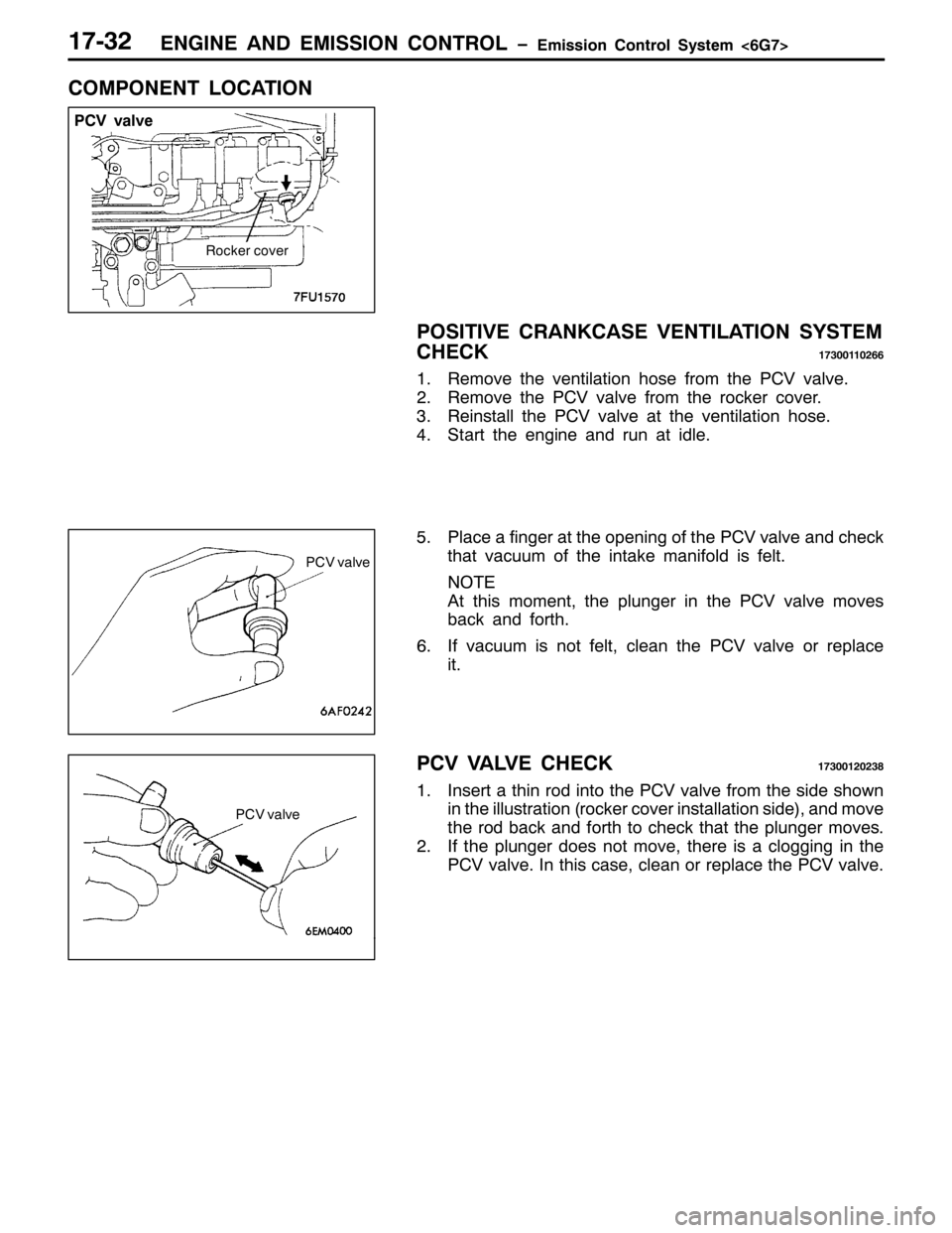 MITSUBISHI PAJERO SPORT 1998  Workshop Manual (1*,1( $1 (0,66,21 &21752/ ï(PLVVLRQ &RQWURO 6\VWHP?9*:!
3&9 YDOYH
5RFNHU FRYHU
4:065
&20321(17 /2&$7,21
326,7,9( &5$1.&$6( 9(17,/$7,21 6<67(0
&+(&.
4:633443599
415HPRYH WKH YHQWLODWLRQ KRVH IURP WK